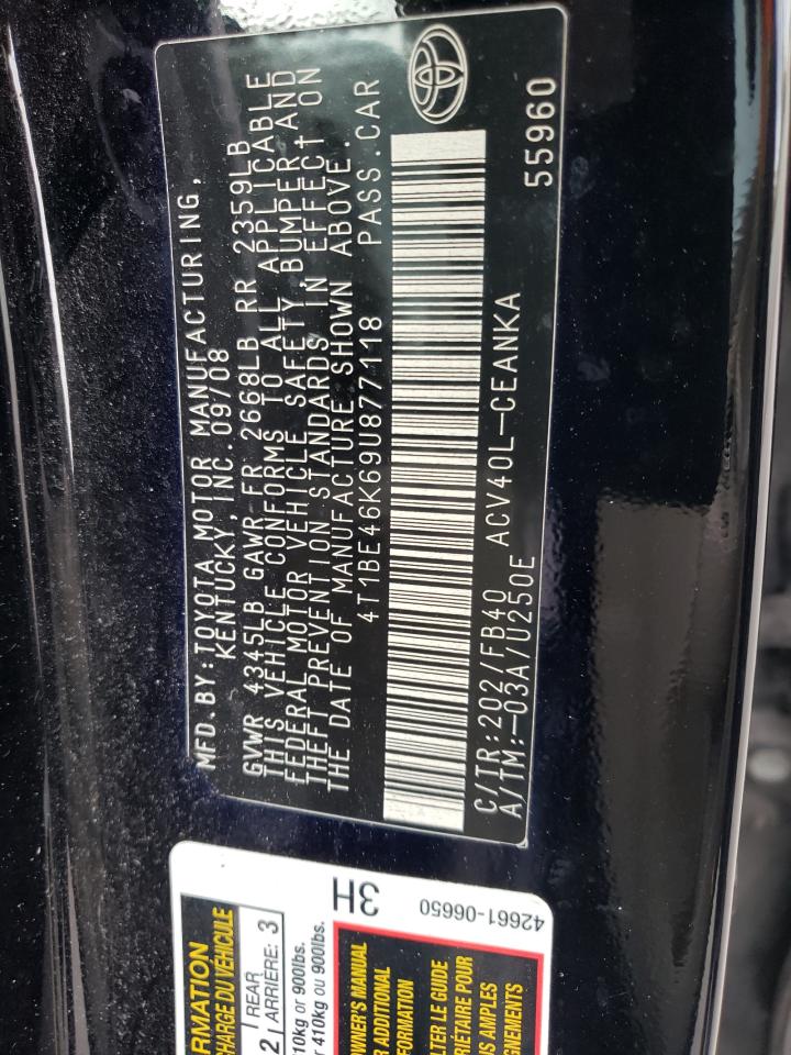 Photo 10 from auction – 2009 TOYOTA CAMRY BASE with VIN 4T1BE46K69U877118