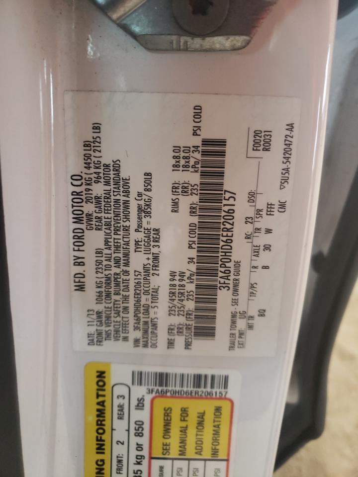 Photo 10 from auction – 2014 FORD FUSION SE with VIN 3FA6P0HD6ER206157
