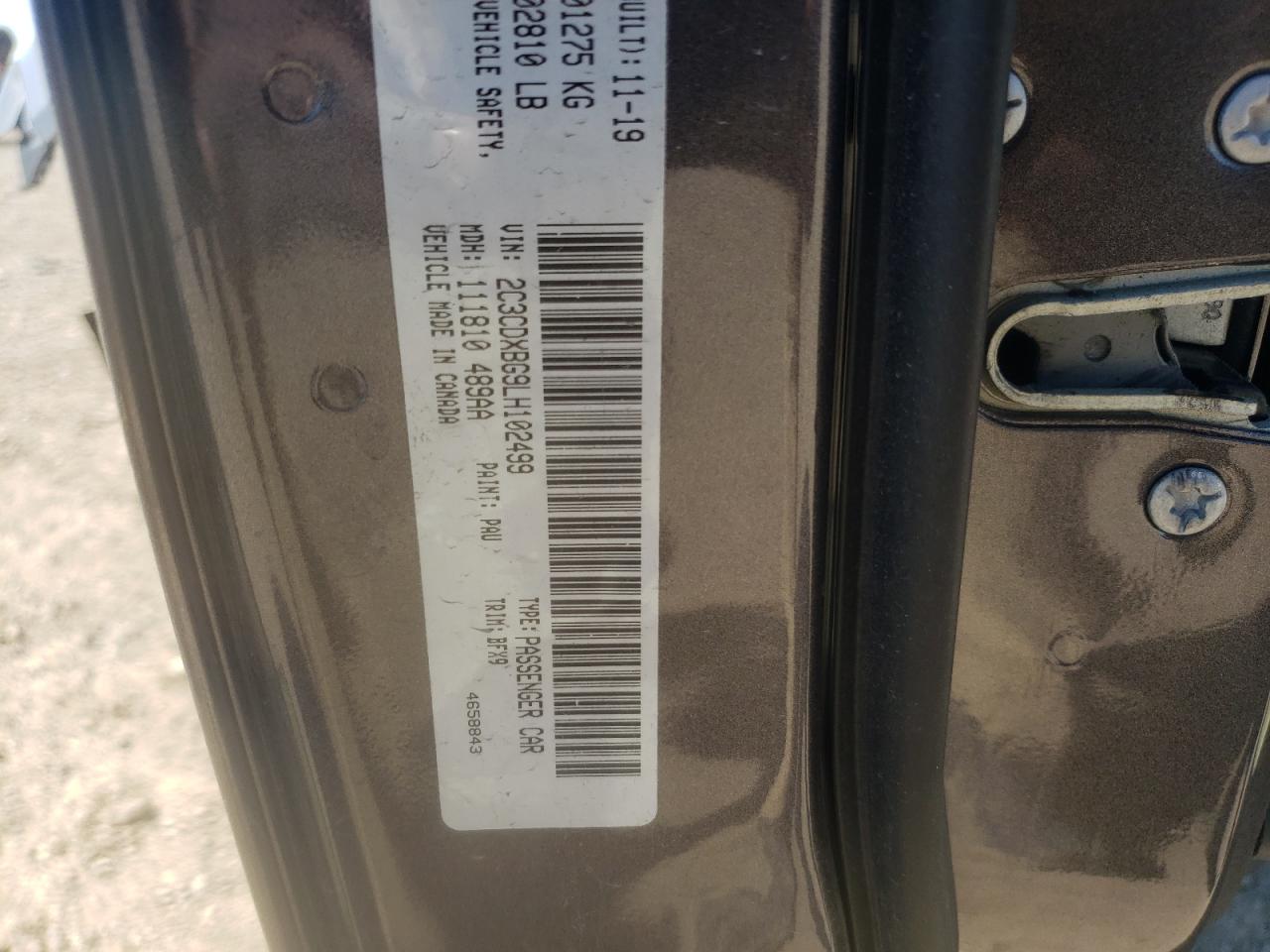 Photo 10 from auction – 2020 DODGE CHARGER SX with VIN 2C3CDXBG9LH102499
