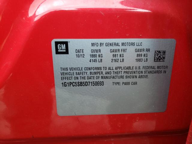 Photo 10 from auction – 2013 CHEVROLET CRUZE LT with VIN 1G1PC5SB5D7150693
