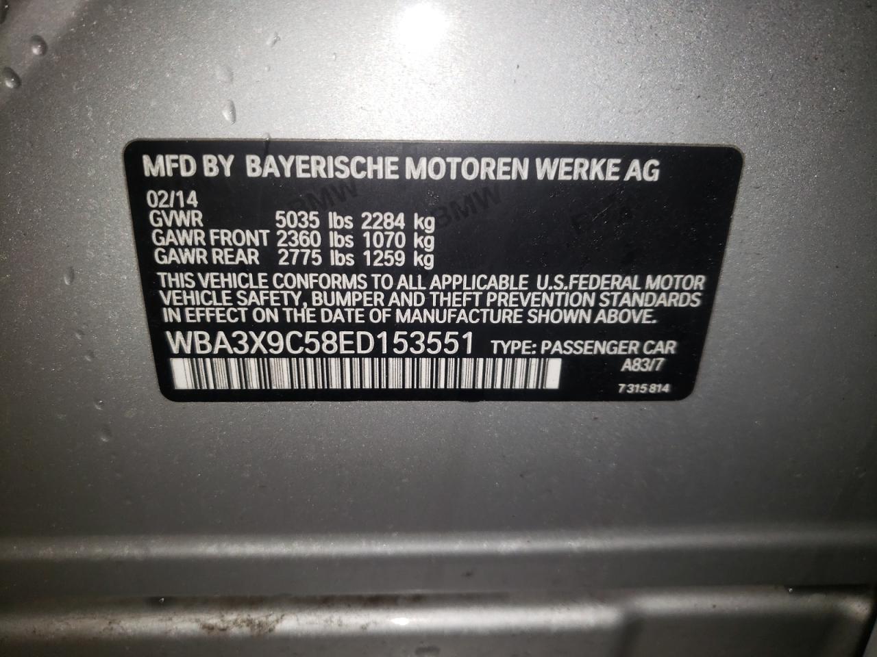 Photo 10 from auction – 2014 BMW 335 XIGT with VIN WBA3X9C58ED153551