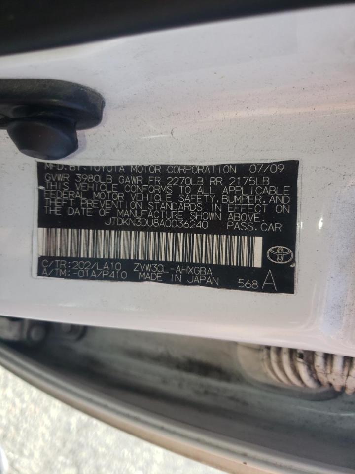 Photo 10 from auction – 2010 TOYOTA PRIUS with VIN JTDKN3DU8A0036240