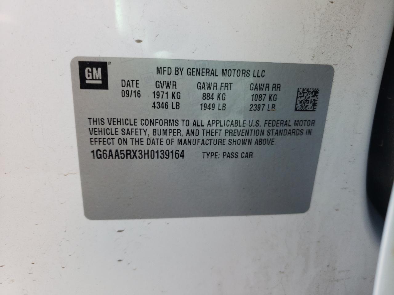 Photo 10 from auction – 2017 CADILLAC ATS with VIN 1G6AA5RX3H0139164
