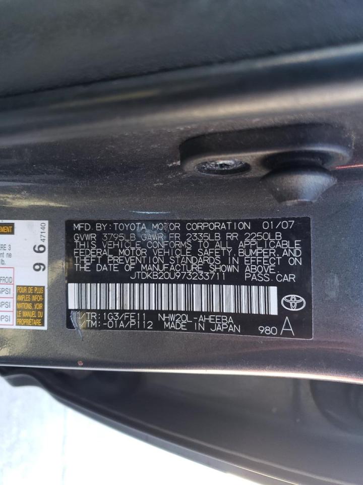 Photo 10 from auction – 2007 TOYOTA PRIUS with VIN JTDKB20U973233711