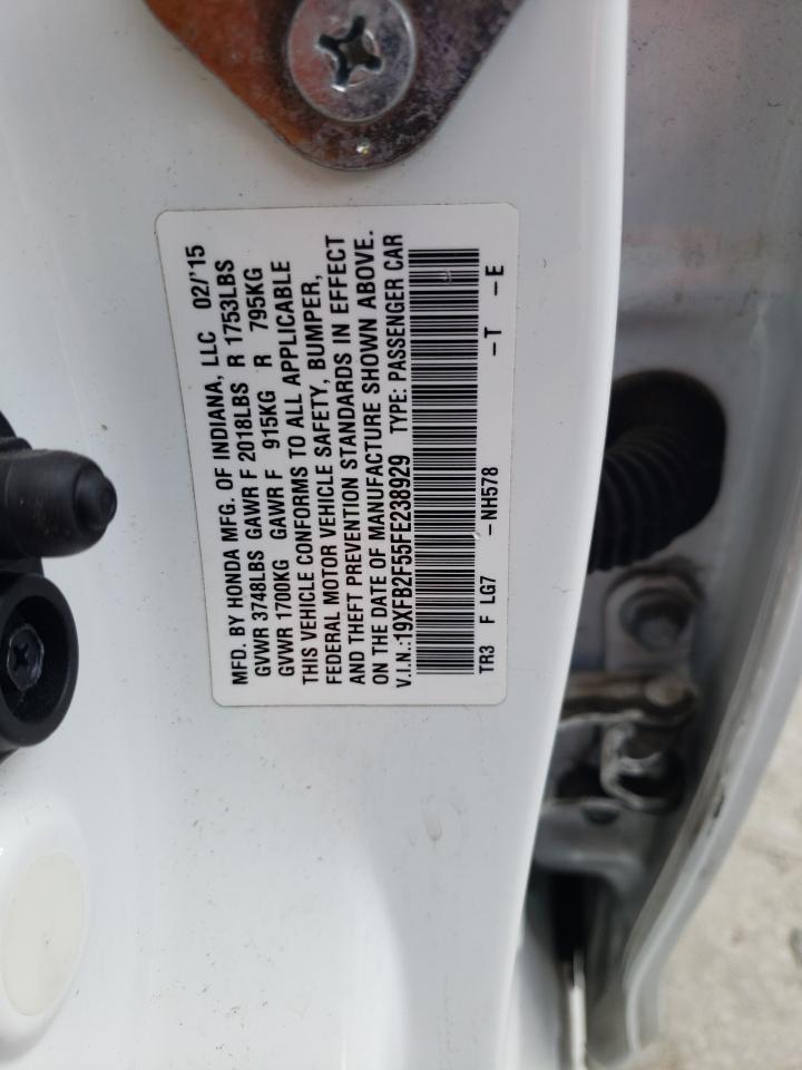 Photo 10 from auction – 2015 HONDA CIVIC LX with VIN 19XFB2F55FE238929