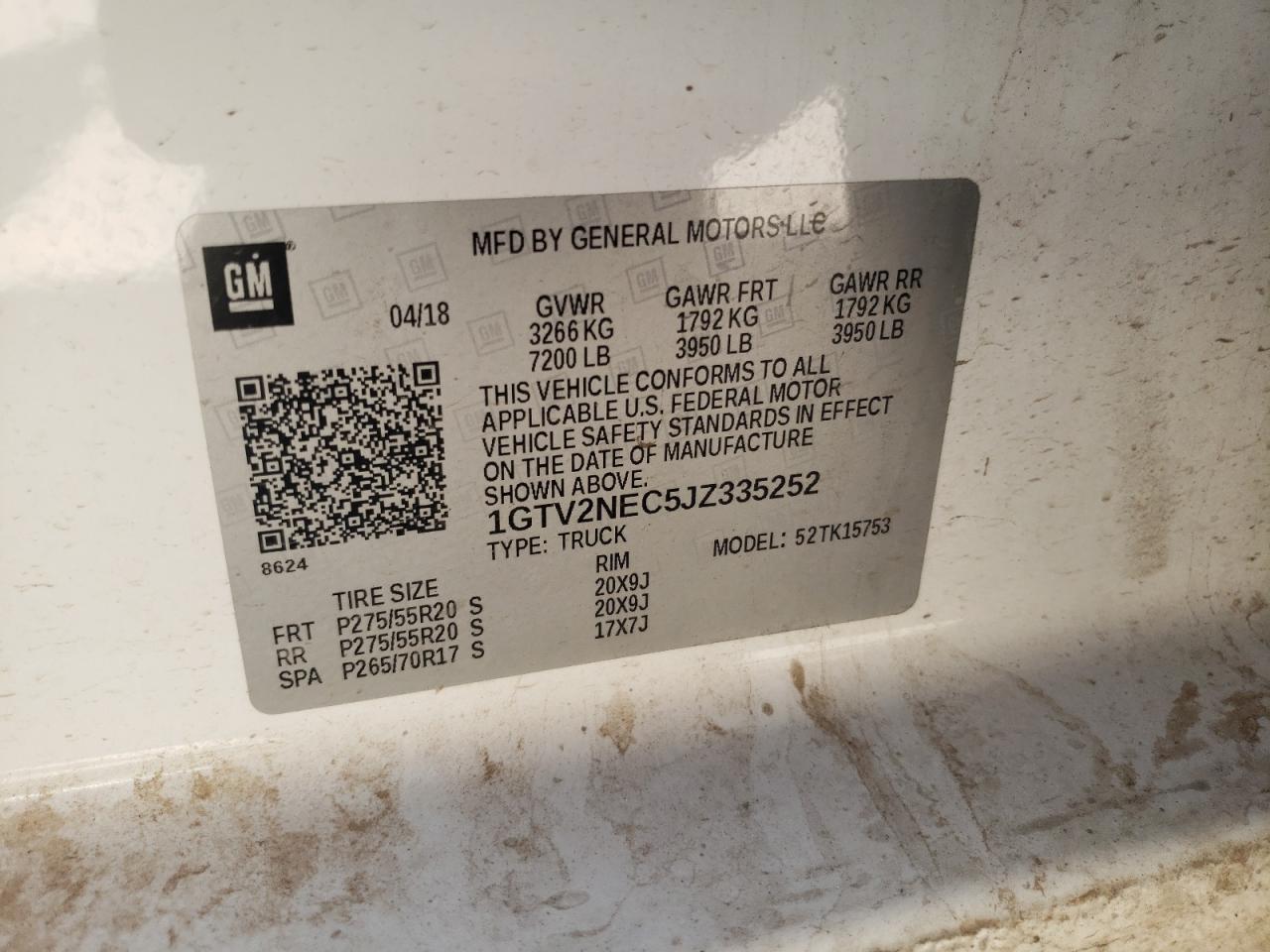 Photo 10 from auction – 2018 GMC SIERRA K15 with VIN 1GTV2NEC5JZ335252