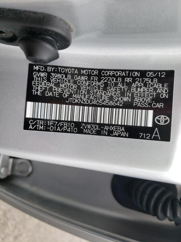 Photo 10 from auction – 2012 TOYOTA PRIUS with VIN JTDKN3DU4C5458642