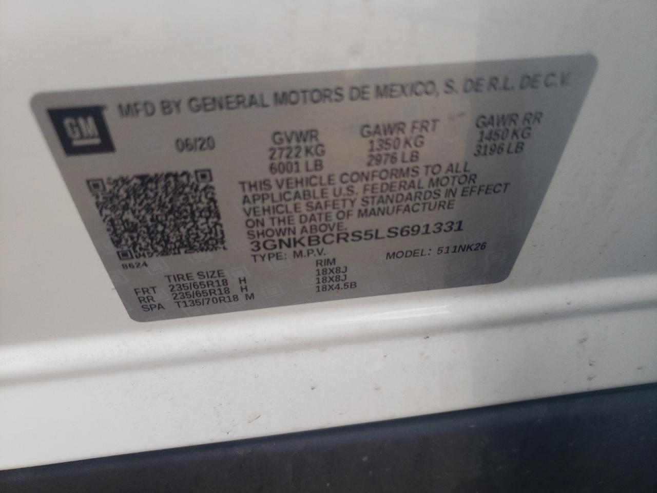 Photo 10 from auction – 2020 CHEVROLET BLAZER 2LT with VIN 3GNKBCRS5LS691331