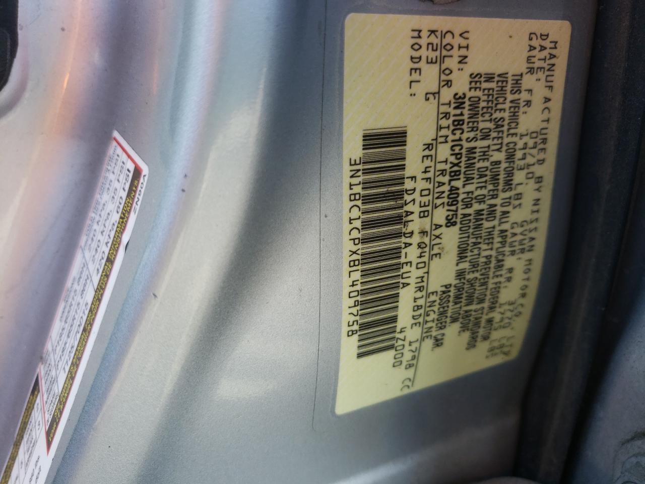 Photo 10 from auction – 2011 NISSAN VERSA S with VIN 3N1BC1CPXBL409758