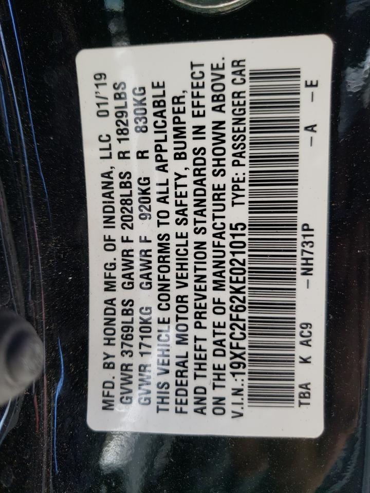 Photo 10 from auction – 2019 HONDA CIVIC LX with VIN 19XFC2F62KE021015