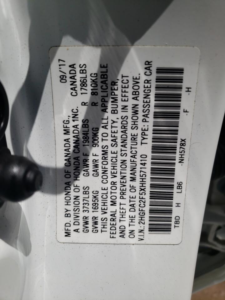 Photo 10 from auction – 2017 HONDA CIVIC LX with VIN 2HGFC2F5XHH571410