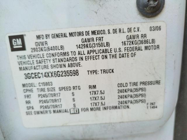 Photo 10 from auction – 2006 CHEVROLET SILVERADO with VIN 3GCEC14XX6G235598