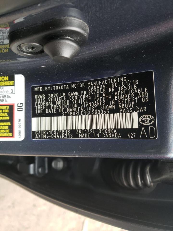 Photo 10 from auction – 2016 TOYOTA COROLLA L with VIN 2T1BURHE1GC599055