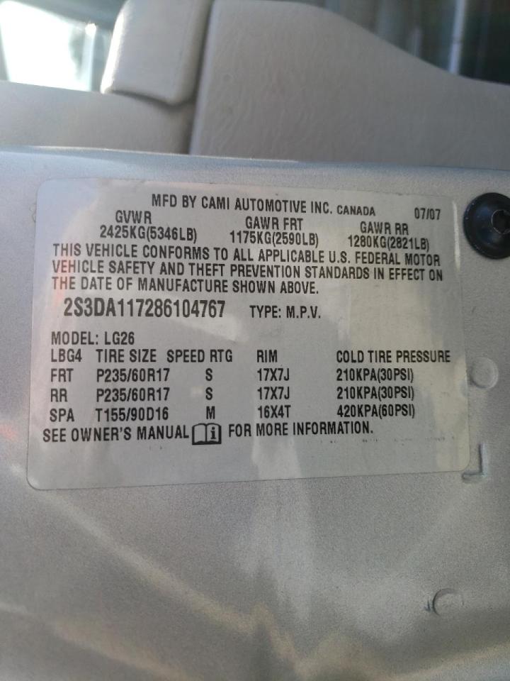 Photo 10 from auction – 2008 SUZUKI XL7 with VIN 2S3DA117286104767