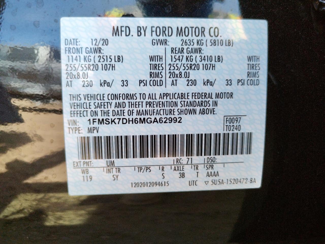 Photo 10 from auction – 2021 FORD EXPLORER X with VIN 1FMSK7DH6MGA62992