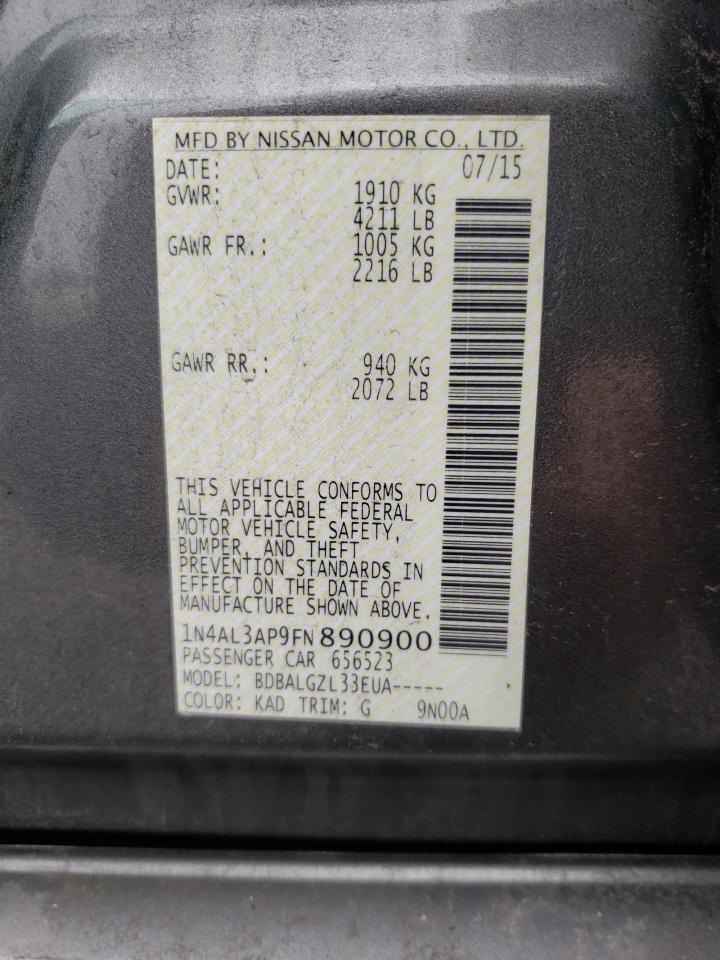 Photo 10 from auction – 2015 NISSAN ALTIMA 2.5 with VIN 1N4AL3AP9FN890900
