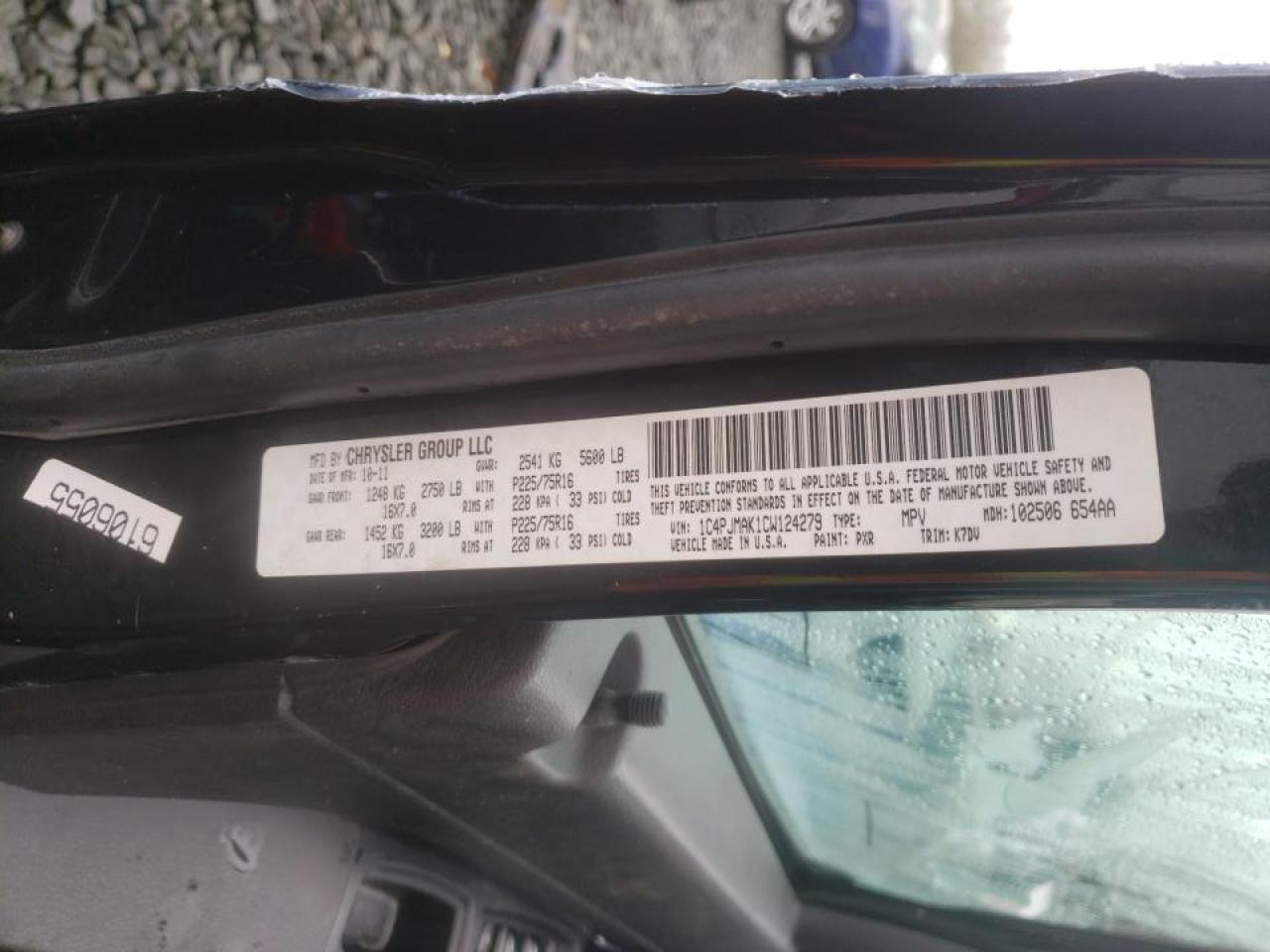 Photo 10 from auction – 2012 JEEP LIBERTY SP with VIN 1C4PJMAK1CW124279