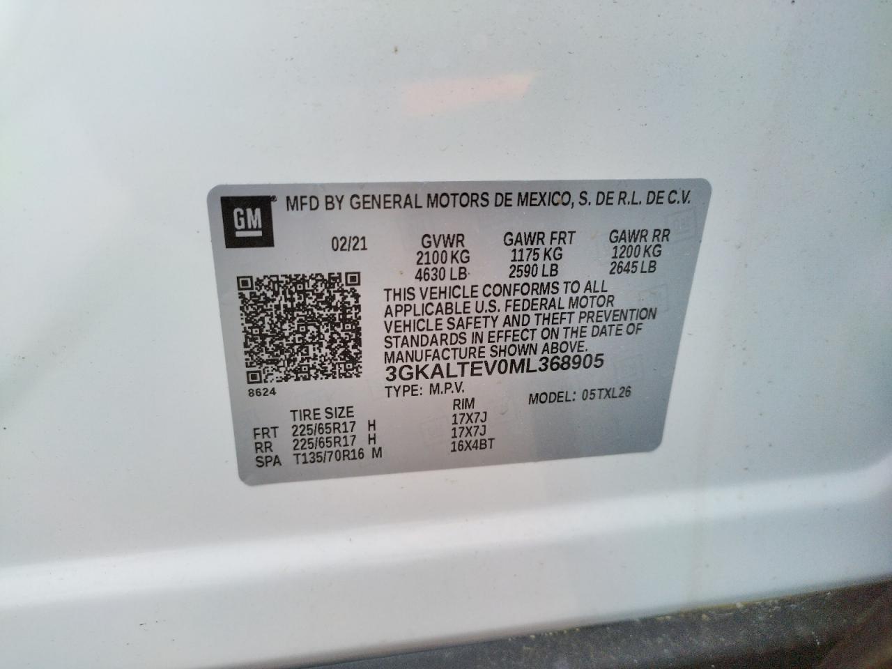 Photo 10 from auction – 2021 GMC TERRAIN SL with VIN 3GKALTEV0ML368905