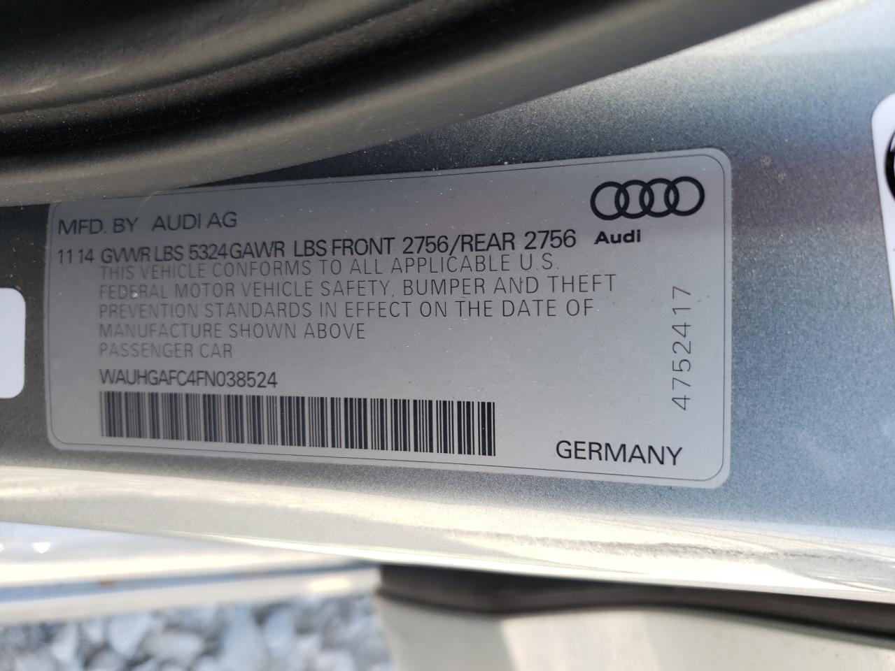 Photo 10 from auction – 2015 AUDI A6 PRESTIG with VIN WAUHGAFC4FN038524