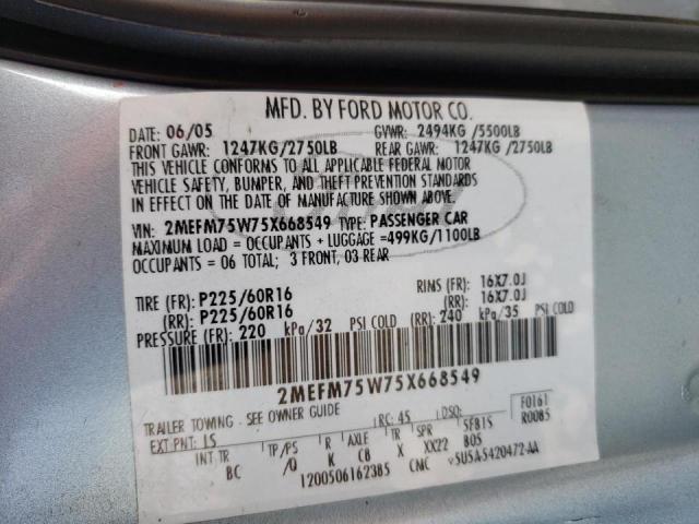 Photo 10 from auction – 2005 MERCURY GRAND MARQ with VIN 2MEFM75W75X668549