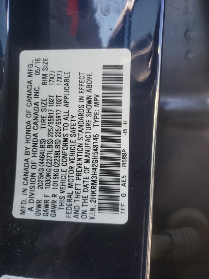Photo 10 from auction – 2016 HONDA CR-V SE with VIN 2HKRM3H42GH548146