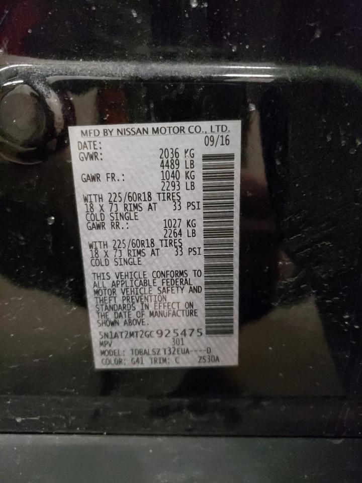 Photo 10 from auction – 2016 NISSAN ROGUE S with VIN 5N1AT2MT2GC925475