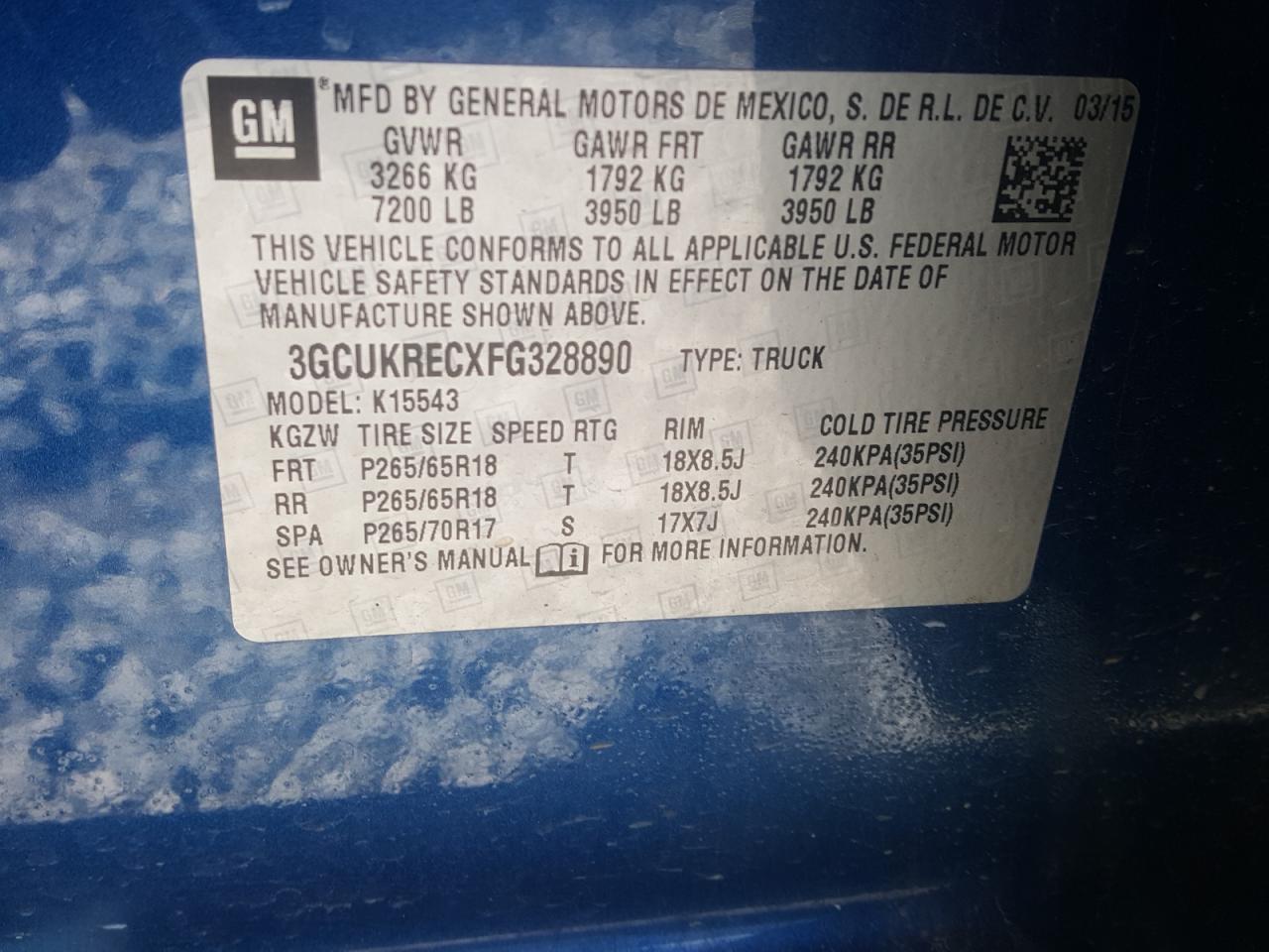 Photo 10 from auction – 2015 CHEVROLET SILVERADO with VIN 3GCUKRECXFG328890