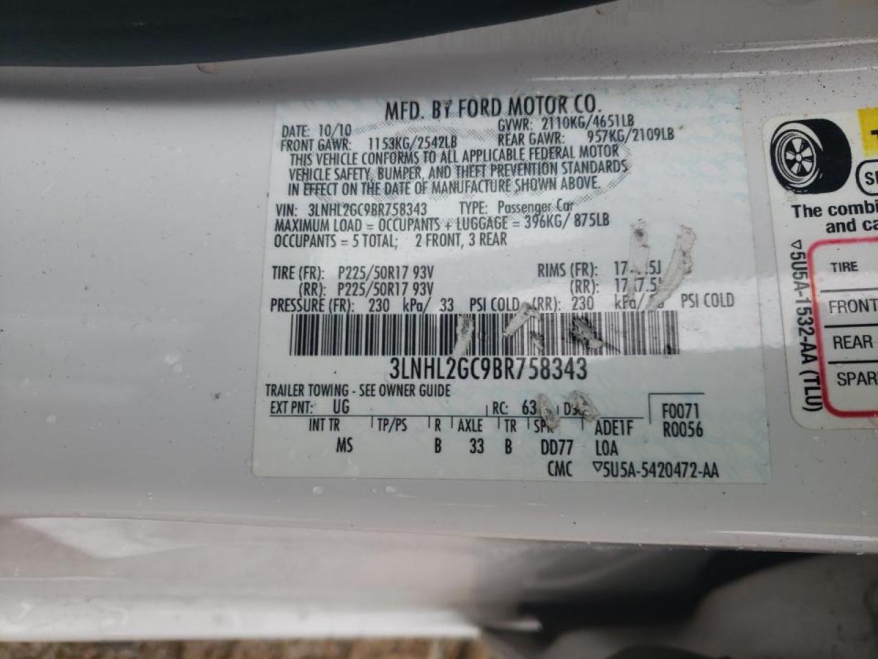 Photo 10 from auction – 2011 LINCOLN MKZ with VIN 3LNHL2GC9BR758343