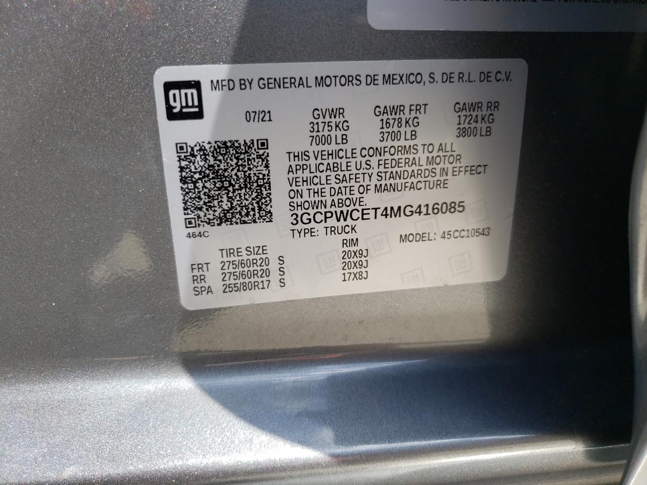 Photo 10 from auction – 2021 CHEVROLET SILVERADO with VIN 3GCPWCET4MG416085