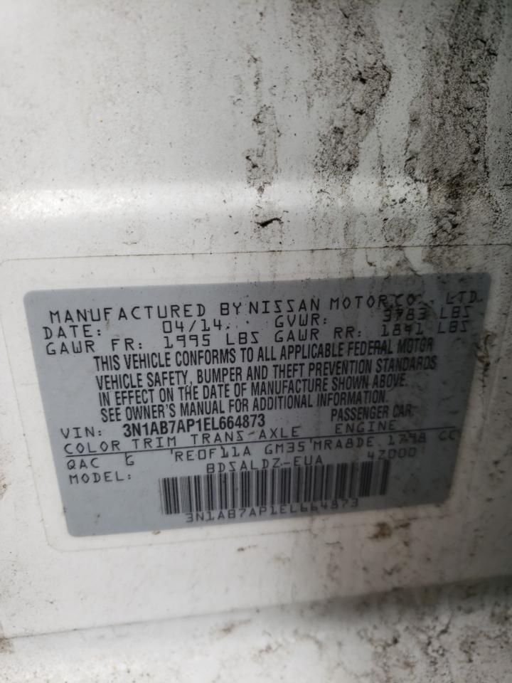 Photo 10 from auction – 2014 NISSAN SENTRA S with VIN 3N1AB7AP1EL664873