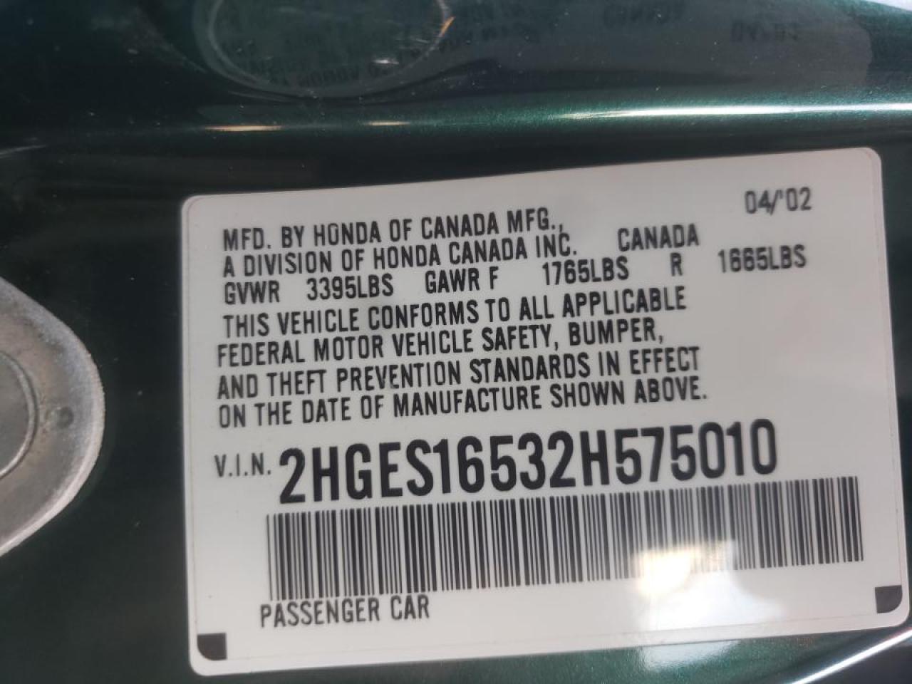 Photo 10 from auction – 2002 HONDA CIVIC LX with VIN 2HGES16532H575010