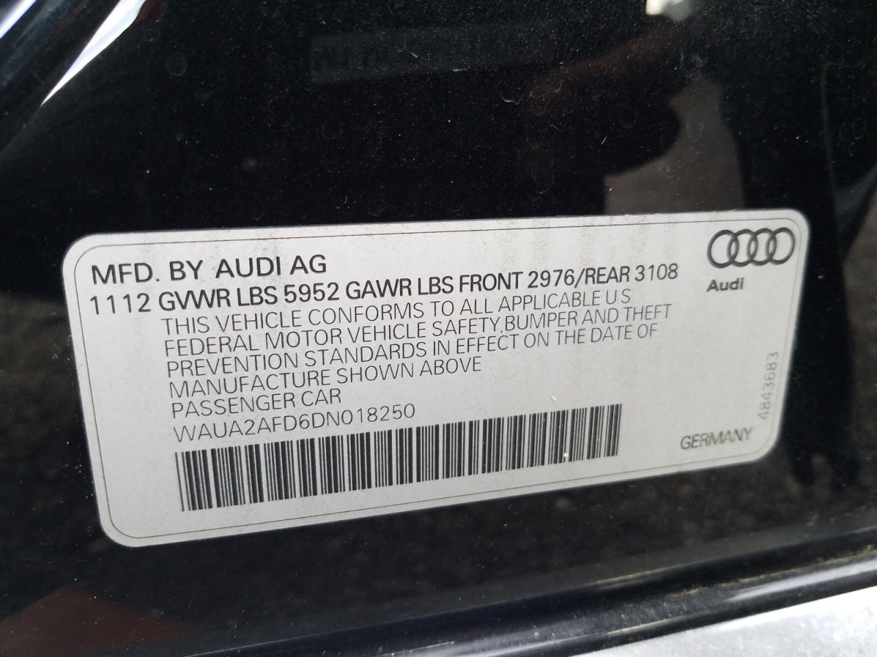 Photo 10 from auction – 2013 AUDI A8 QUATTRO with VIN WAUA2AFD6DN018250