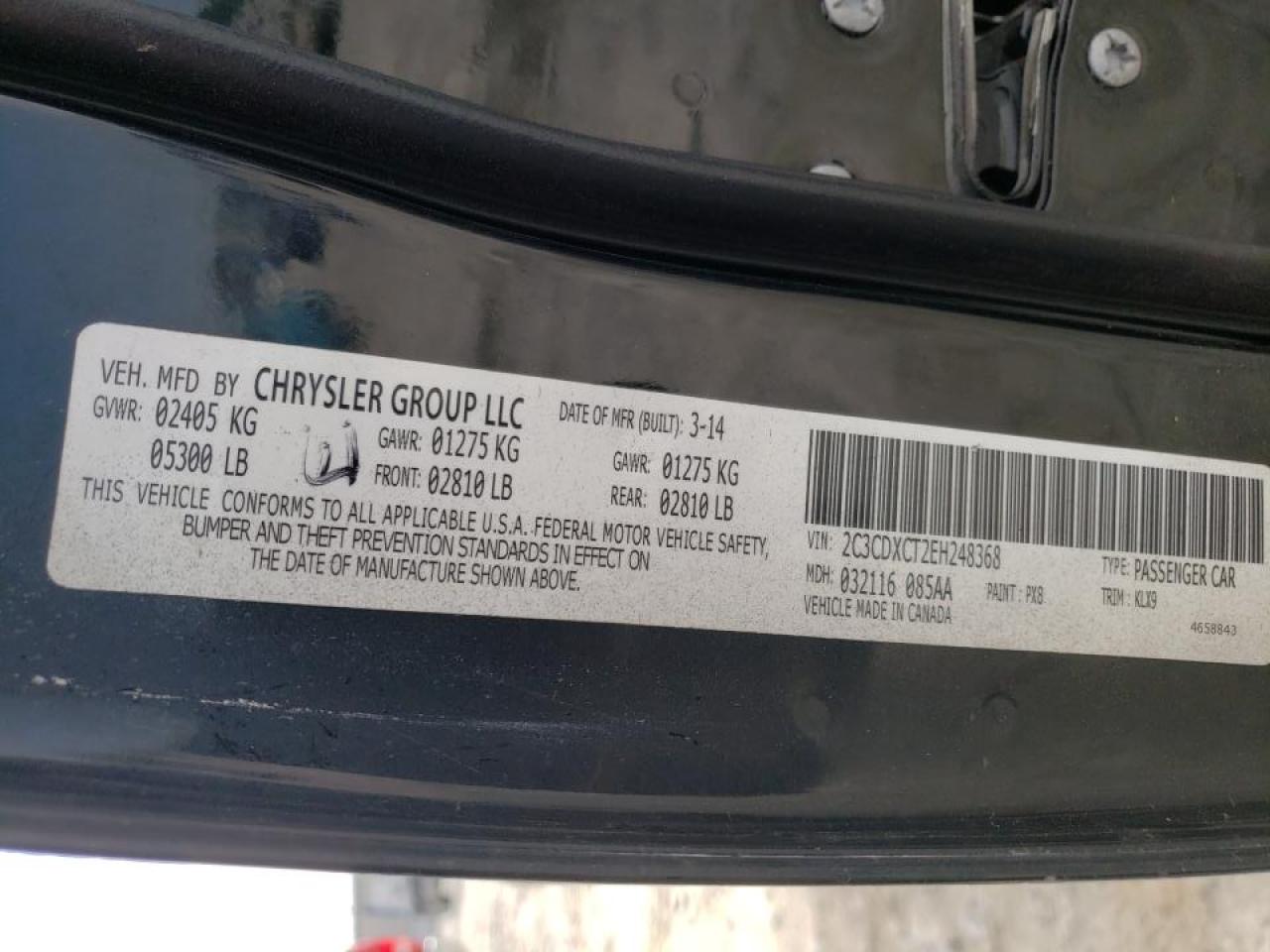 Photo 10 from auction – 2014 DODGE CHARGER R/ with VIN 2C3CDXCT2EH248368