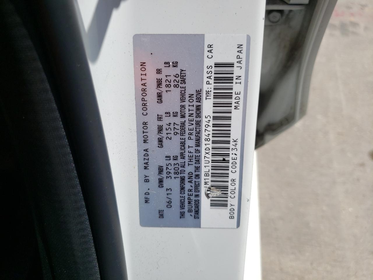 Photo 10 from auction – 2013 MAZDA 3 with VIN JM1BL1U7XD1847945