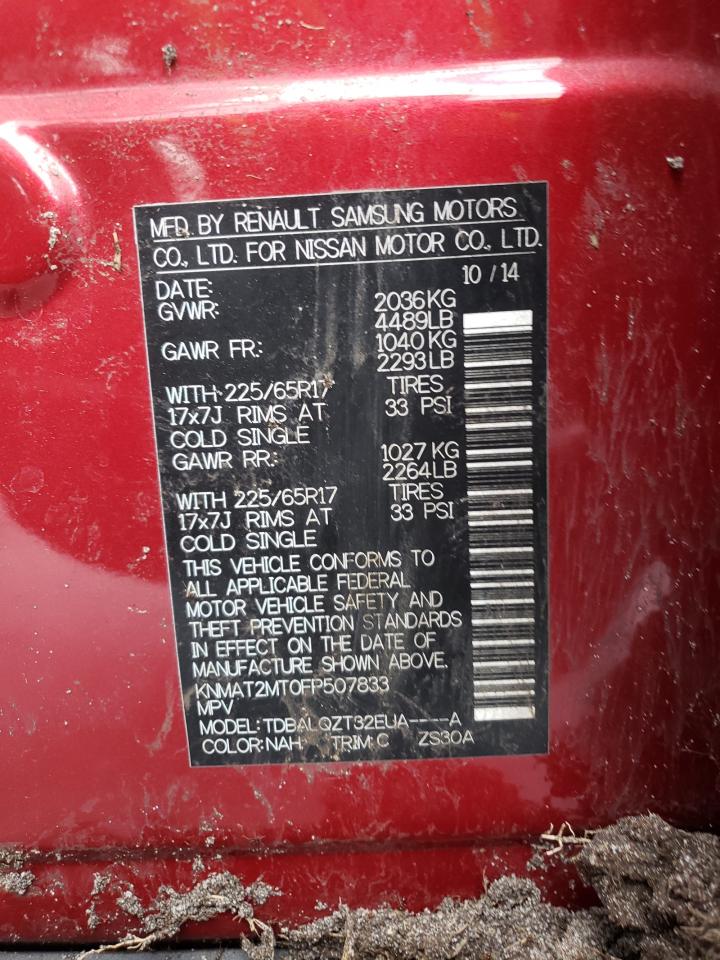 Photo 10 from auction – 2015 NISSAN ROGUE S with VIN KNMAT2MT0FP507833