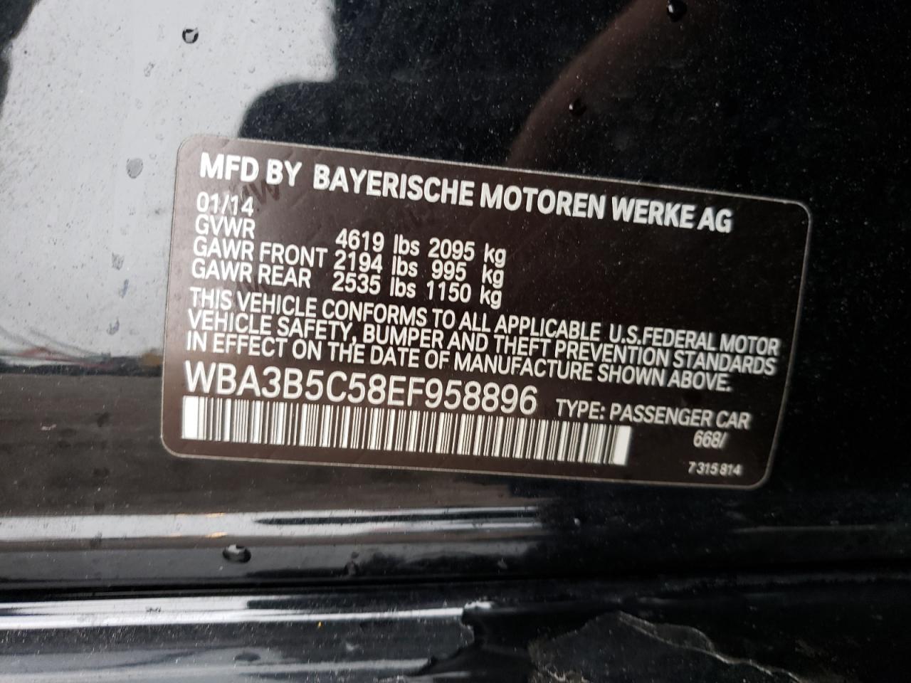 Photo 10 from auction – 2014 BMW 328 XI SUL with VIN WBA3B5C58EF958896