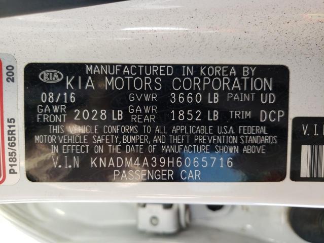 Photo 10 from auction – 2017 KIA RIO LX with VIN KNADM4A39H6065716