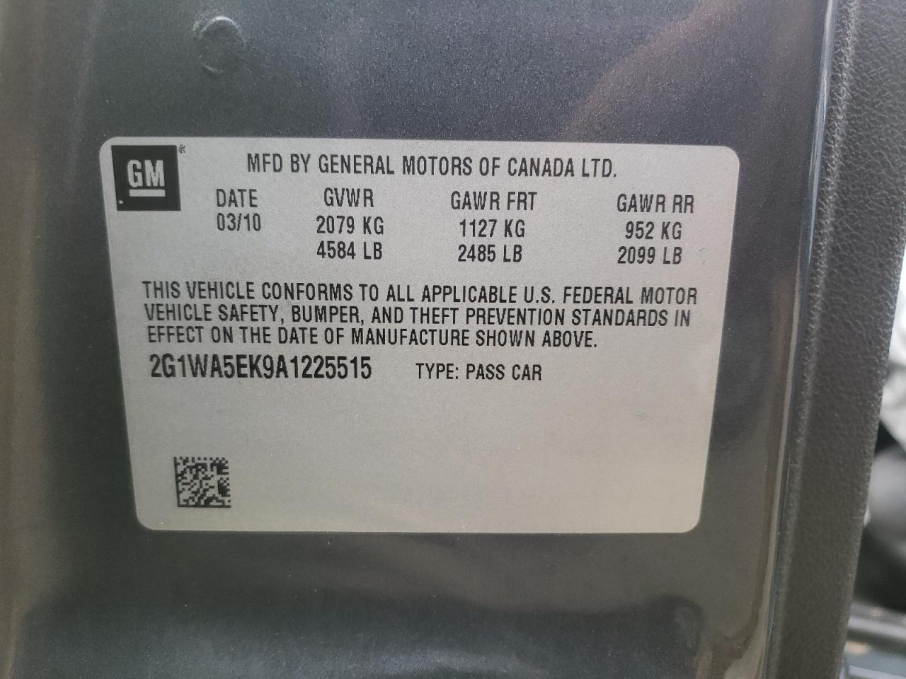 Photo 10 from auction – 2010 CHEVROLET IMPALA LS with VIN 2G1WA5EK9A1225515