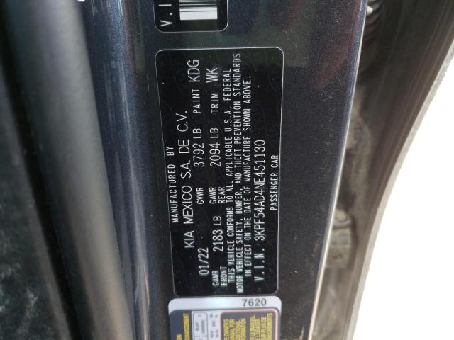 Photo 10 from auction – 2022 KIA FORTE EX with VIN 3KPF54AD4NE451130