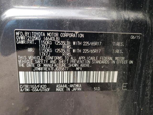 Photo 10 from auction – 2015 TOYOTA RAV4 XLE with VIN JTMRFREV7FJ035877