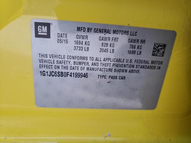 Photo 10 from auction – 2015 CHEVROLET SONIC LT with VIN 1G1JC6SB0F4199946