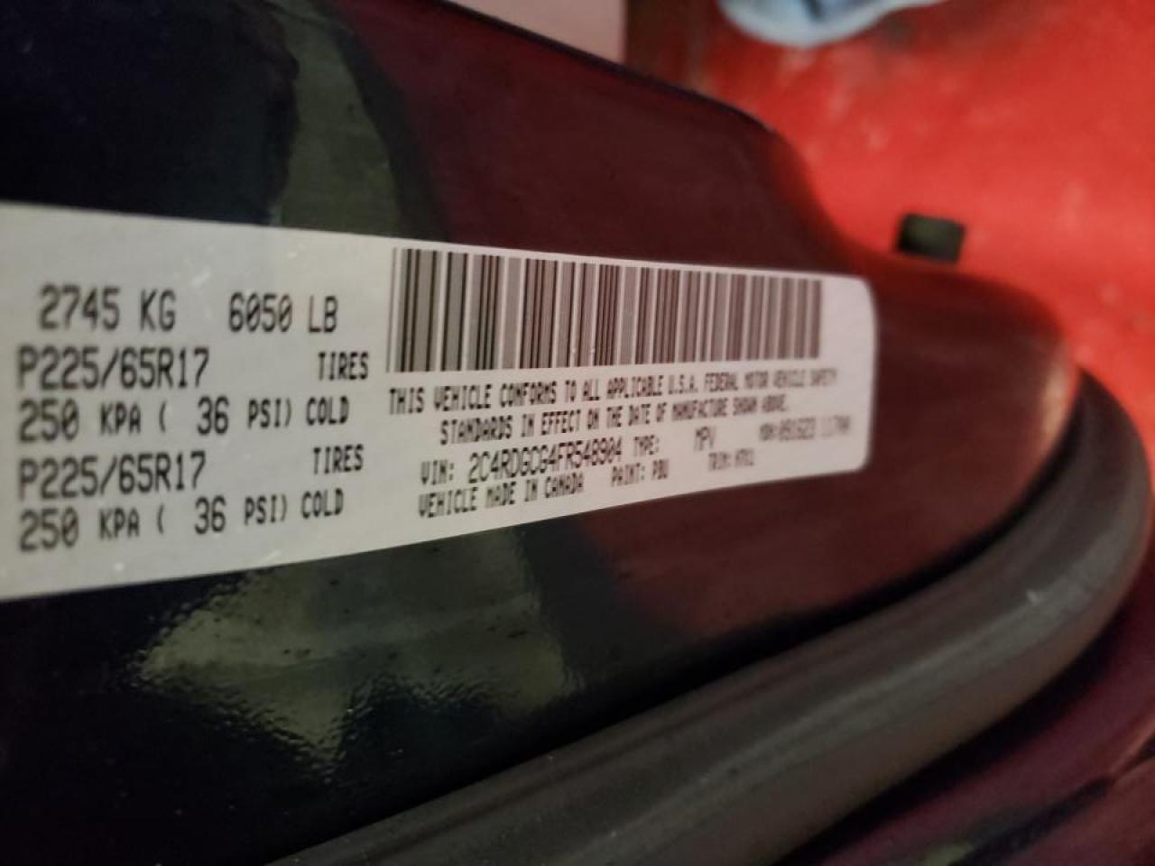 Photo 10 from auction – 2015 DODGE GRAND CARA with VIN 2C4RDGCG4FR548904