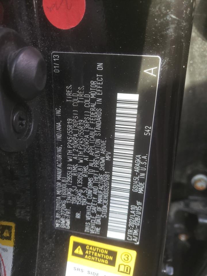 Photo 10 from auction – 2013 TOYOTA HIGHLANDER with VIN 5TDDK3EH0DS207681