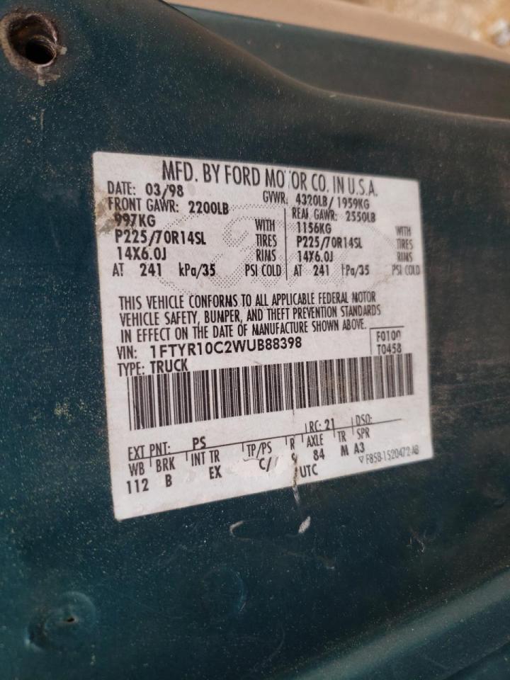 Photo 10 from auction – 1998 FORD RANGER with VIN 1FTYR10C2WUB88398