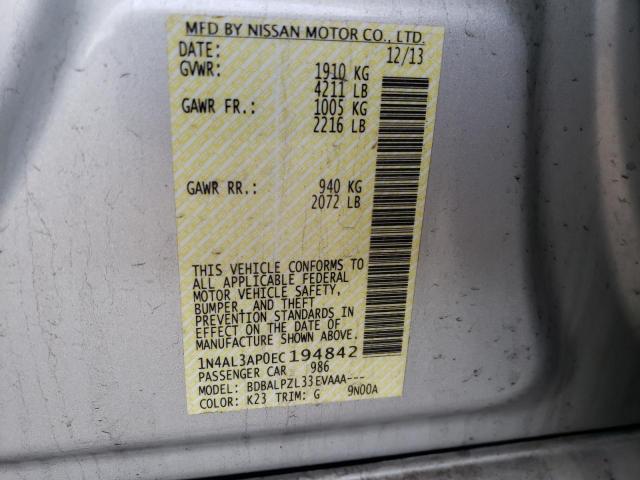 Photo 10 from auction – 2014 NISSAN ALTIMA 2.5 with VIN 1N4AL3AP0EC194842