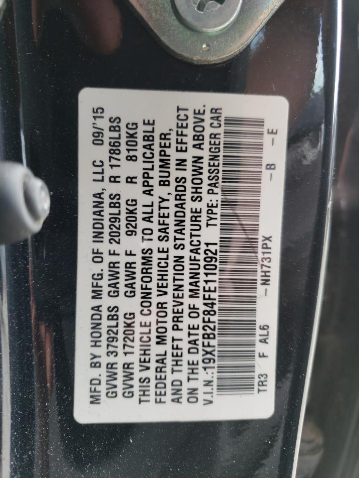Photo 10 from auction – 2015 HONDA CIVIC EX with VIN 19XFB2F84FE110921