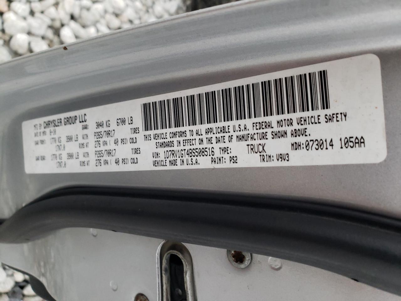 Photo 10 from auction – 2011 DODGE RAM 1500 with VIN 1D7RV1GT4BS508516