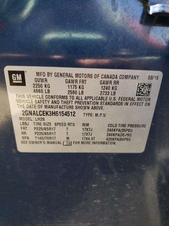Photo 10 from auction – 2017 CHEVROLET EQUINOX LT with VIN 2GNALCEK3H6154512