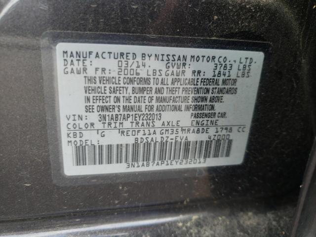 Photo 10 from auction – 2014 NISSAN SENTRA S with VIN 3N1AB7AP1EY232013