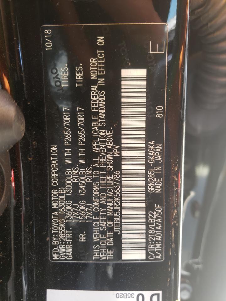 Photo 10 from auction – 2019 TOYOTA 4RUNNER SR with VIN JTEBU5JR2K5637786